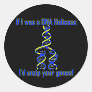 DNA Helicase Unzips Gene! Runder Aufkleber