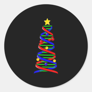 DNA Helix Christmas Tree Life Science Biologie Runder Aufkleber