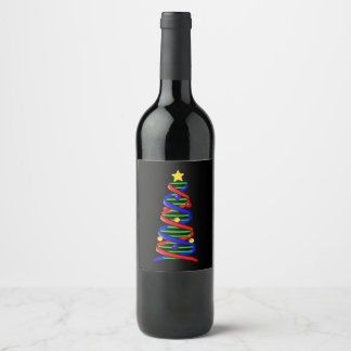 DNA Helix Christmas Tree Life Science Biologie Weinetikett