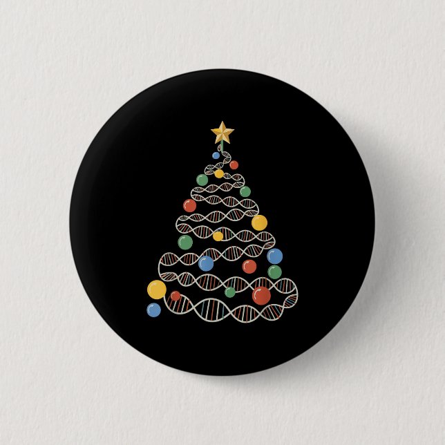 Dna Helix Christmas Tree Scientist Biology Science Button (Vorderseite)