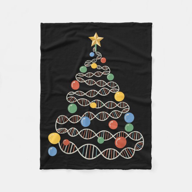 Dna Helix Christmas Tree Scientist Biology Science Fleecedecke (Vorderseite)