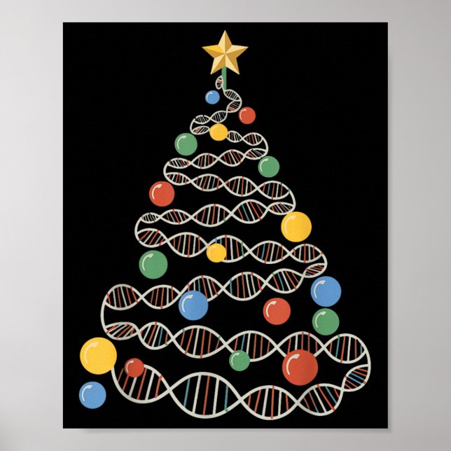 Dna Helix Christmas Tree Scientist Biology Science Poster (Vorne)
