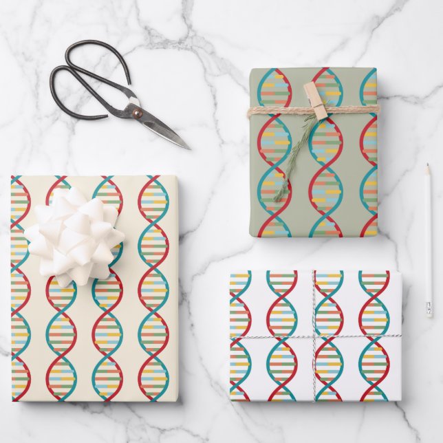 ​ ​ DNA Mitte des Jahrhunderts Moderne STEM-Biolog Geschenkpapier Set (Vorderseite)