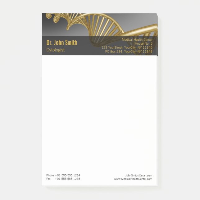 DNA Strand Professional Medical Gold Luxury Post-it Klebezettel (Vorderseite)