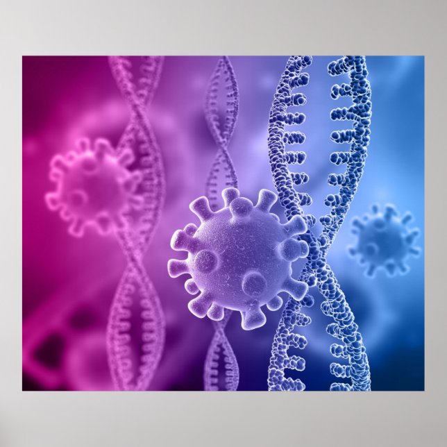 DNA-Strand- und Viruszellposter Poster (Vorne)