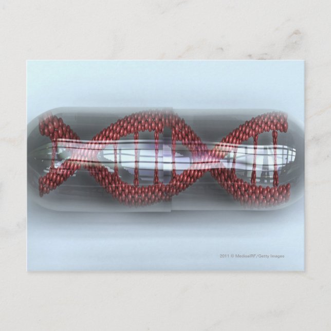 DNA-Strang in einer Kapsel Postkarte (Vorderseite)
