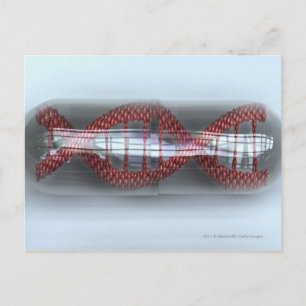 DNA-Strang in einer Kapsel Postkarte