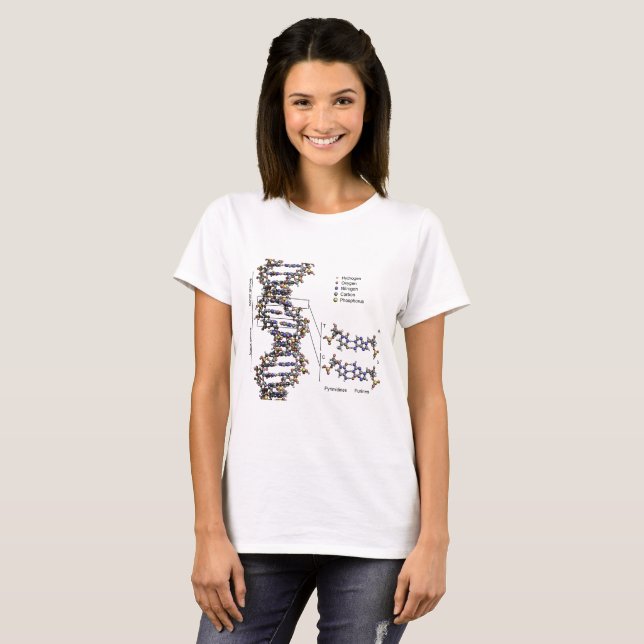 DNA-Struktur Deoxyribonukleinsäure Basendiagramm T-Shirt (Vorne ganz)