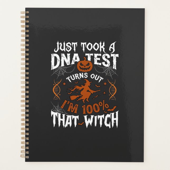 DNA-Test Hexe Halloween Kürbis Spinnennetz Planer (Vorderseite)