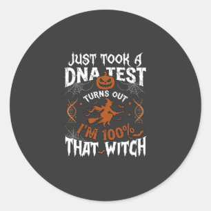 DNA-Test Hexe Halloween Kürbis Spinnennetz Runder Aufkleber