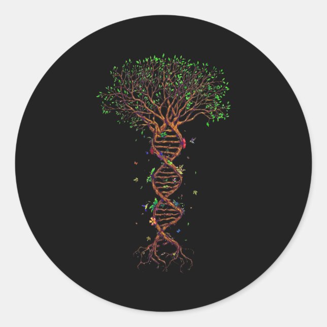 Dna Tree Genetic Funny Earth Day Plant A Tree Life Runder Aufkleber (Vorderseite)