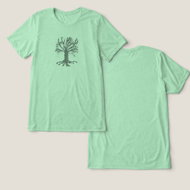 DNA Tree of Life stilisiert Green Tri-Blend Shirt (Design Vorderseite & Rückseite)
