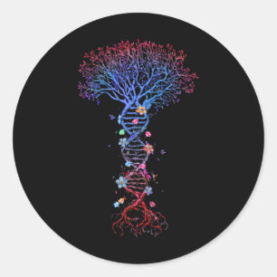 DNA Tree Root Life Genetic Funny Earth Day Awarene Runder Aufkleber