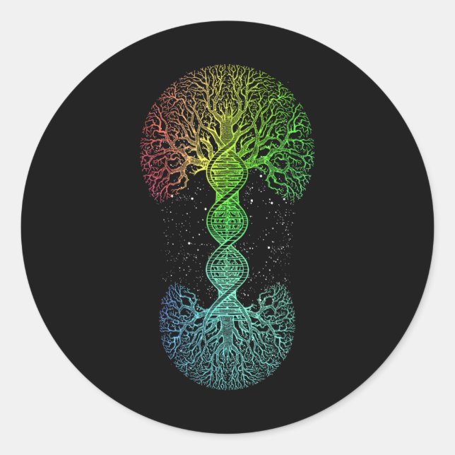 DNA Tree Science of Life Science of Genetics Earth Runder Aufkleber (Vorderseite)