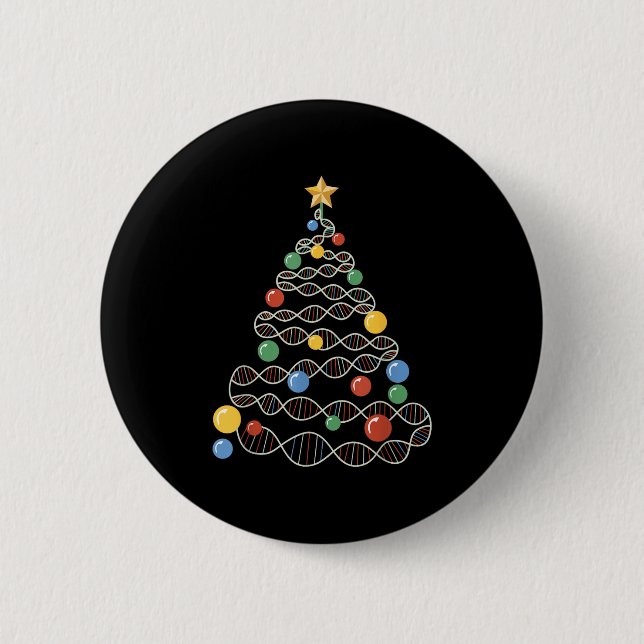 Dna Weihnachtsbaum Funny Science Punts Weihnachten Button (Vorderseite)