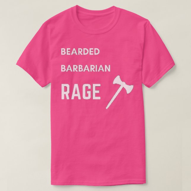 DnD Barbarian Barted Rage White Text T-Shirt (Design vorne)