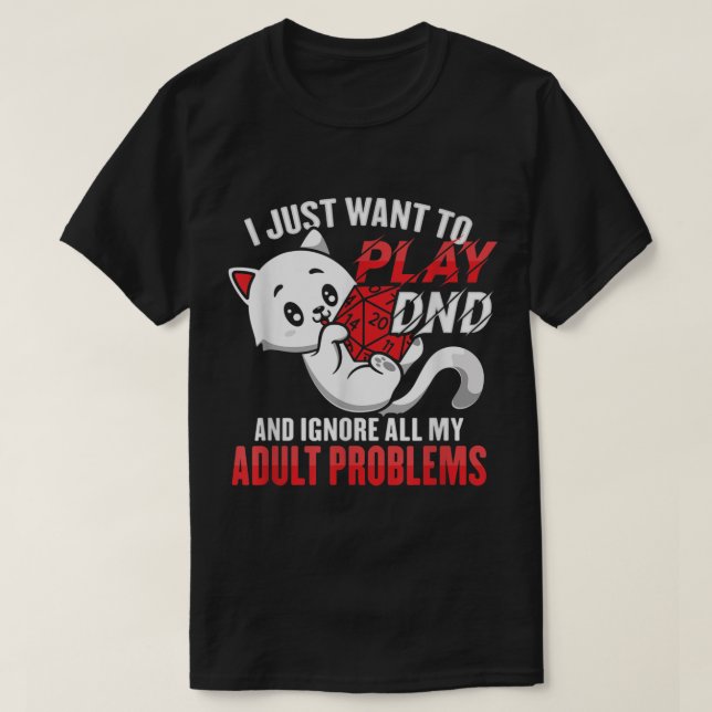 DND CAT-Design für einen RPG-Gamer T-Shirt (Design vorne)