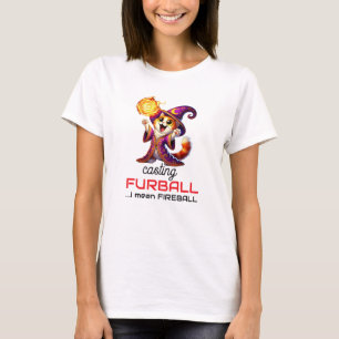 DnD Cat Wizard Fireball Furball Funny T - Shirt