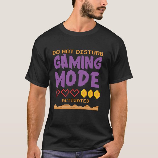DND Gaming Mode Retro Pixel Gamer Video Games Adul T-Shirt (Vorderseite)