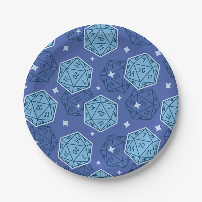 DnD Party Dungeons & Dragons D20 Blue Paper Teller (Vorderseite)