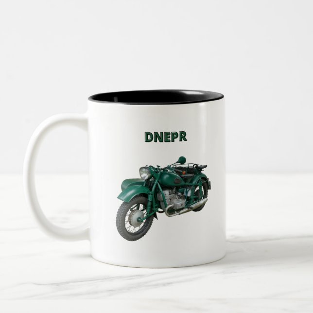 Dnepr-Motorrad Zweifarbige Tasse (Links)