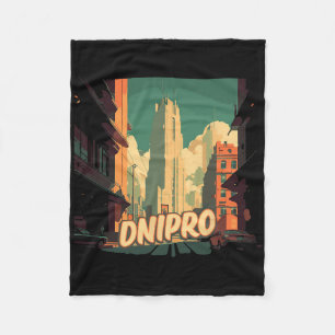Dnipro Retro Ukraine Vintage Ukrainische Reisende Fleecedecke