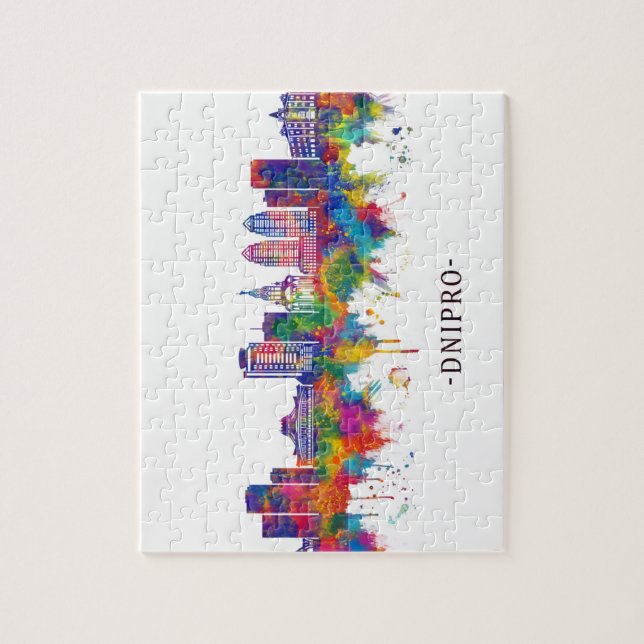 Dnipro Ukraine Skyline Puzzle (Vertikal)