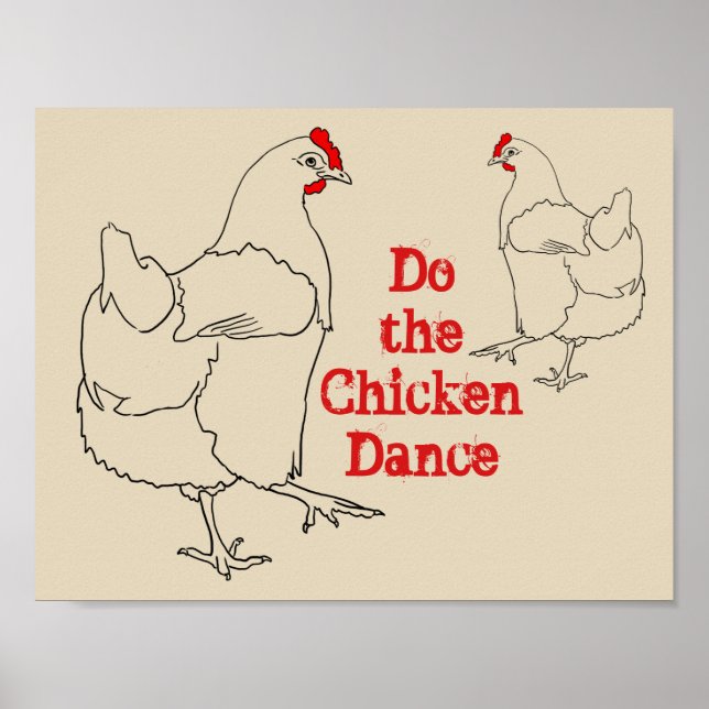 Do Chicken Dance Funny Niedliche Quirky Art Poster (Vorne)
