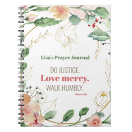 Do Justice Floral Micah 6:8 Personalisiertes Gebet Notizblock