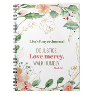 Do Justice Floral Micah 6:8 Personalisiertes Gebet Notizblock