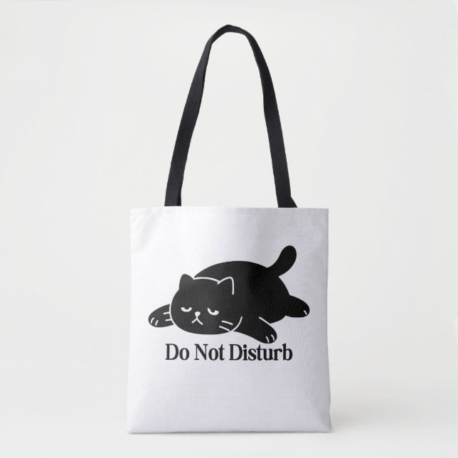 Do Not Disturb Black Cat Tote Bag Cute Lazy Cat (Vorderseite)