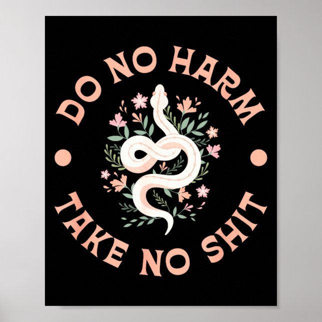 Do Not Harm Take No Funny Sarcastic Quotes Sarcasm Poster (Vorne)