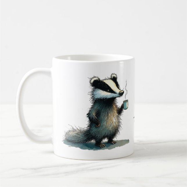 Do. Not. Touch. Whimsical Badger Kaffeetasse (Links)