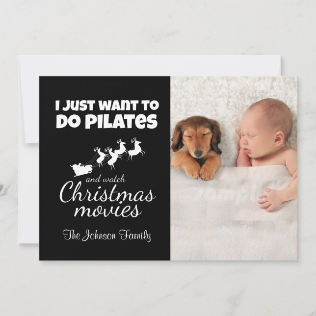 Do Pilates und Weihnachtsfilme Feiertagskarte (Vorderseite)
