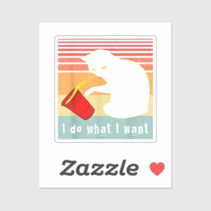 Do What I Want Vintage Black Cat Red Cup Funny My  Aufkleber