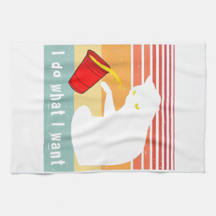 Do What I Want Vintage Black Cat Red Cup Funny My Geschirrtuch
