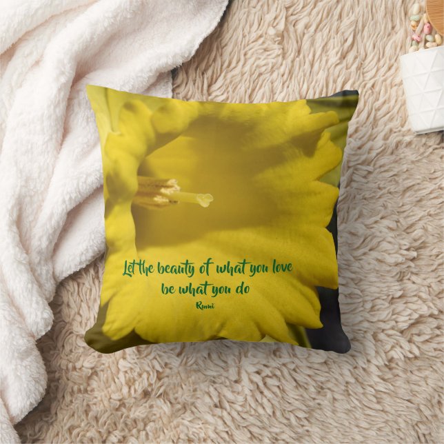 Do What You Love Daffodil Inspirational Rumi Quote Kissen (Decke)
