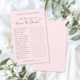 Do You Know The Bride Pink Bridal Shower Game