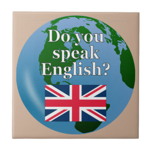 "Do you speak English?" in English. Flag & globe Fliese