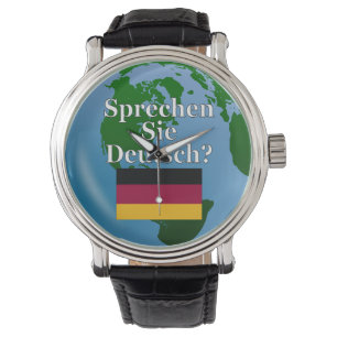 Do you speak German in German. Flag & globe Armbanduhr