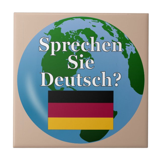 Do you speak German in German. Flag & globe Fliese (Vorderseite)