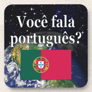Do you speak Portuguese? in Portuguese. Flag earth Getränkeuntersetzer