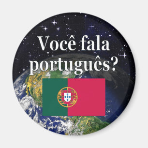 Do you speak Portuguese? in Portuguese. Flag earth Magnet