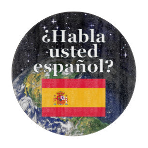 Do you speak Spanish? in Spanish. Flag & Earth Schneidebrett