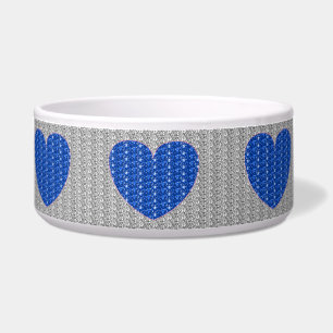 Dob Bowl Silver Blue Heart Glitzer Napf