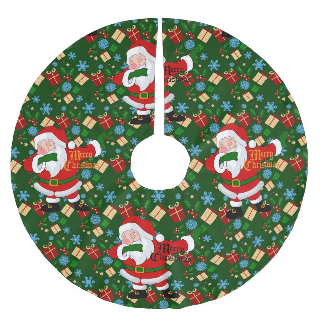 Dobbing Santa Polyester Weihnachtsbaumdecke (Vorderseite)