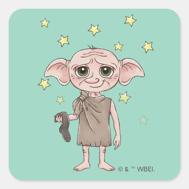 Dobby Watercolor Character Art Quadratischer Aufkleber (Vorderseite)