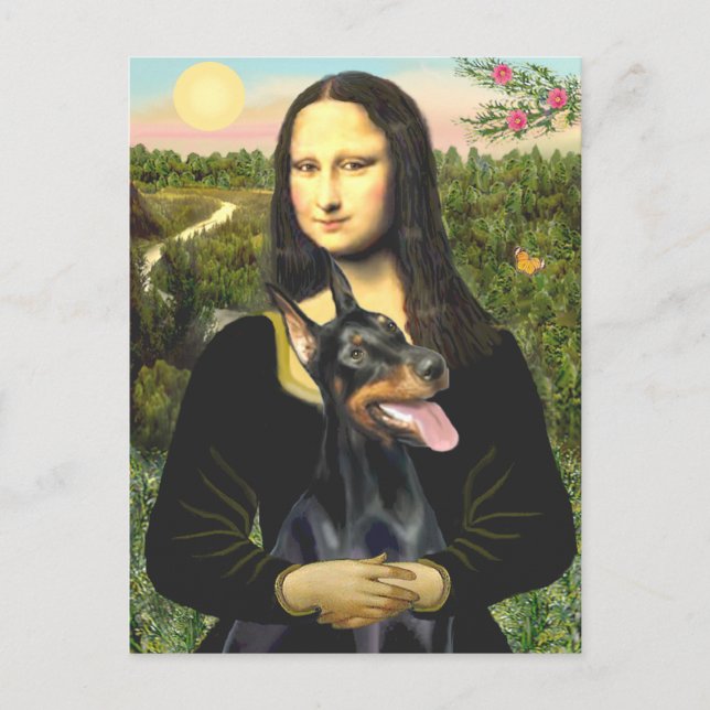 Doberman 1 - Mona Lisa Postkarte (Vorderseite)