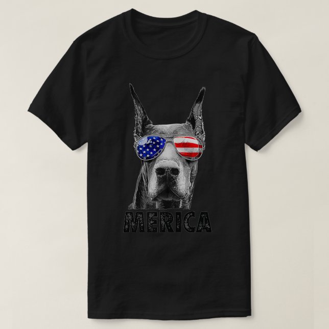 Doberman 4. Juli Merica Men American Flag Sung T-Shirt (Design vorne)
