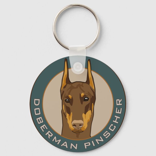 Doberman Abzeichen, rot Schlüsselanhänger (Vorderseite)